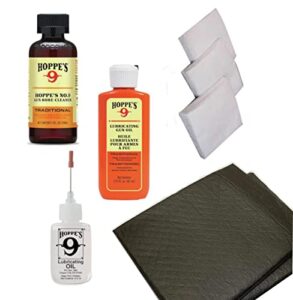 gun cleaner with gun oil needle applicator, refill, wm cotton patches and absorbent cleaning pads