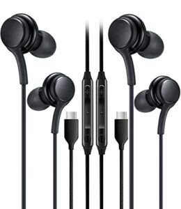 usb c headphones for iphone 15 pro max usb type c wired earbuds noise canceling in-ear headset with microphone for ipad pro samsung galaxy s23 s22 ultra s21 fe z flip 4 pixel 5 4a 3a oneplus, 2 pack