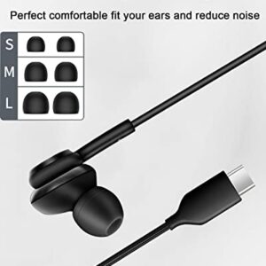 USB C Headphones for iPhone 15 Pro Max USB Type C Wired Earbuds Noise Canceling in-Ear Headset with Microphone for iPad Pro Samsung Galaxy S23 S22 Ultra S21 FE Z Flip 4 Pixel 5 4a 3a Oneplus, 2 Pack