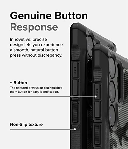 Ringke Fusion-X [Military Design] Compatible with Samsung Galaxy S23 Ultra 5G Case, Camouflage Hard Back Heavy Duty Shockproof Advanced Protective Bumper Cover - Camo Black
