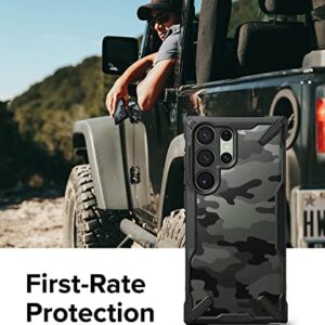 Ringke Fusion-X [Military Design] Compatible with Samsung Galaxy S23 Ultra 5G Case, Camouflage Hard Back Heavy Duty Shockproof Advanced Protective Bumper Cover - Camo Black