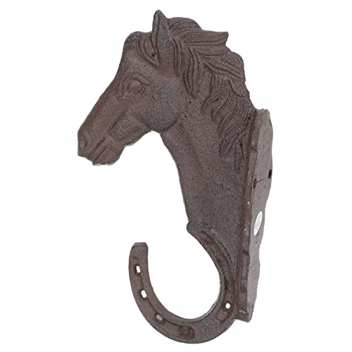 Yardwe Towel Hooks 2pcs Hook Metal for Single Key Mounted Scarf Antique Duty Retro Bag Iron Shaped Cast Style Hooks Hanging Horse-head Craft Cup Decorative Animal Horse Clothes Gift Coat Towel Hook