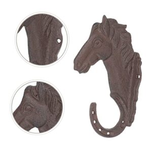 Yardwe Towel Hooks 2pcs Hook Metal for Single Key Mounted Scarf Antique Duty Retro Bag Iron Shaped Cast Style Hooks Hanging Horse-head Craft Cup Decorative Animal Horse Clothes Gift Coat Towel Hook