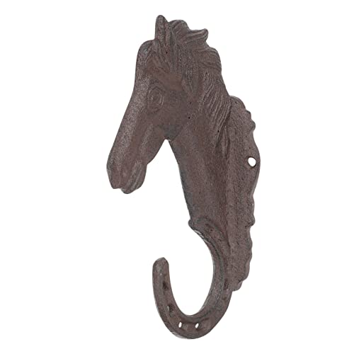 Yardwe Towel Hooks 2pcs Hook Metal for Single Key Mounted Scarf Antique Duty Retro Bag Iron Shaped Cast Style Hooks Hanging Horse-head Craft Cup Decorative Animal Horse Clothes Gift Coat Towel Hook