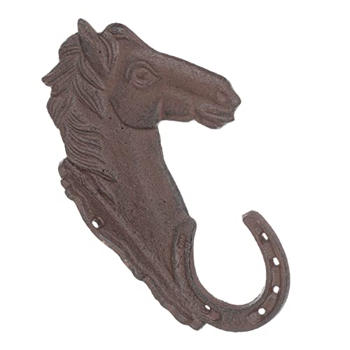 Yardwe Towel Hooks 2pcs Hook Metal for Single Key Mounted Scarf Antique Duty Retro Bag Iron Shaped Cast Style Hooks Hanging Horse-head Craft Cup Decorative Animal Horse Clothes Gift Coat Towel Hook