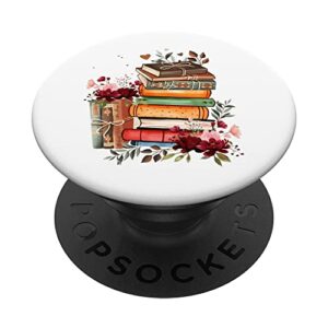 Books Floral Librarian Book Wildflower Bookworm Book Lovers PopSockets Swappable PopGrip