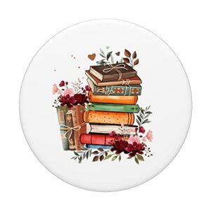 Books Floral Librarian Book Wildflower Bookworm Book Lovers PopSockets Swappable PopGrip