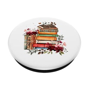 Books Floral Librarian Book Wildflower Bookworm Book Lovers PopSockets Swappable PopGrip