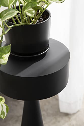 Kate and Laurel Solbrett Modern Sculptural Drink Table with Unique Round Design and Weighted Base for Stability, 10x10x22, Black