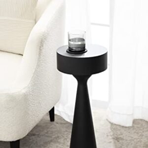 Kate and Laurel Solbrett Modern Sculptural Drink Table with Unique Round Design and Weighted Base for Stability, 10x10x22, Black