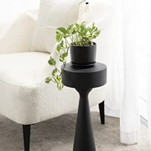 Kate and Laurel Solbrett Modern Sculptural Drink Table with Unique Round Design and Weighted Base for Stability, 10x10x22, Black