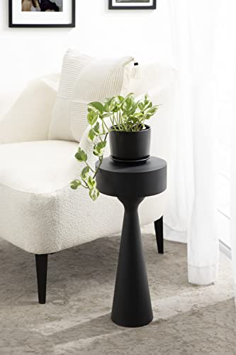 Kate and Laurel Solbrett Modern Sculptural Drink Table with Unique Round Design and Weighted Base for Stability, 10x10x22, Black