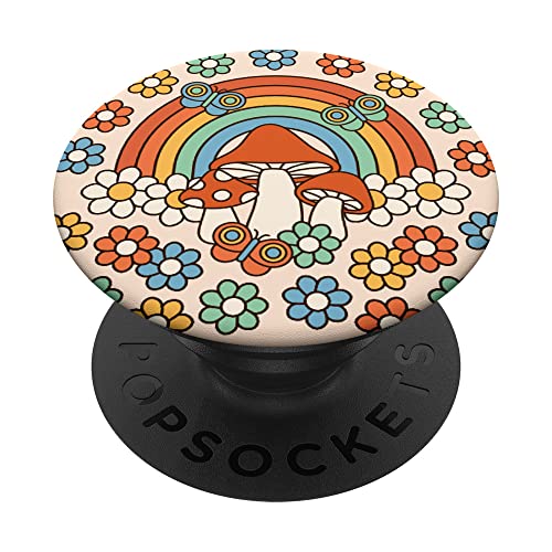 Cottagecore Mushroom Daisy Flower Hippie Rainbow 60s 70s PopSockets Swappable PopGrip