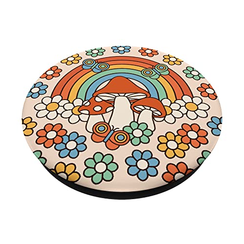 Cottagecore Mushroom Daisy Flower Hippie Rainbow 60s 70s PopSockets Swappable PopGrip