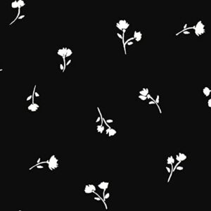 texco inc wool dobby ditsy pattern/100% poly no stretch floral prints woven decoration apparel home/diy fabric, black offwhite 3 yards