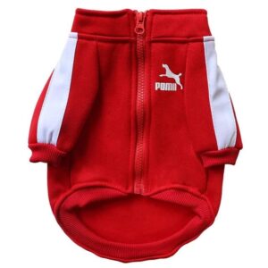 stylish and athletic pomii small dog zip-up jacket and sweater (x-large, red). show off your dog's athletic side with this sweater/jacket.
