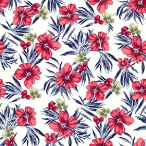 texco inc wool dobby large pattern/100% poly no stretch floral prints woven decoration apparel home/diy fabric, offwhite guava 2 yards