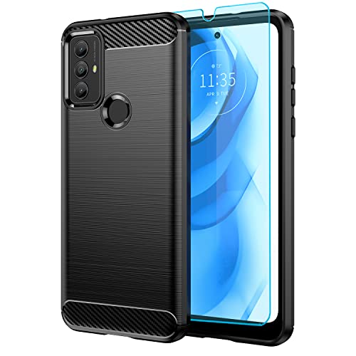 for Moto G Play 2023 Case,with HD Screen Protector,Shock-Absorption Flexible TPU Bumper Cove Soft Rubber Protective Case for Motorola Moto G Play 2023 (Black)