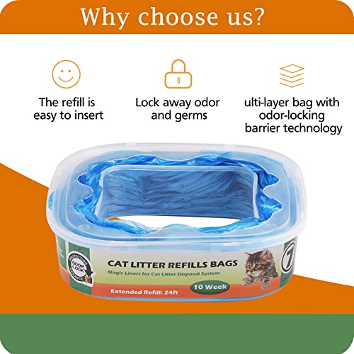 Varycony Cat Litter Refills Bag Cartridge Compatible with Your Genie Litter Standard Pail, Plus Pail, 8 Pack (NOT Compatible with Your Genie Litter XL Pail)