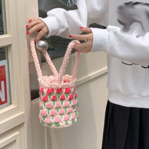 XBWEI Flower Bag DIY Hand Knitting Bag Wool Crochet Knitting Gift (Color : A, Size : 1)