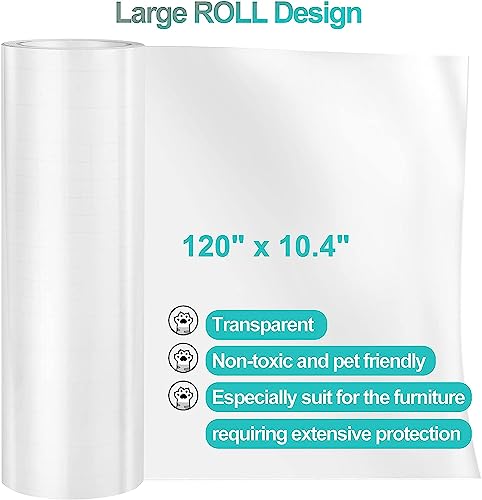 Lovinch [Thickened Vinyl] Cat Scratch Furniture Protector, Clear Couch Protector for Cat, Anti Cat Scratching Deterrent Tape, Pet Training Tape from Scratching Furniture Couch Door – [120" X 10.4"]