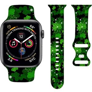 st. patricks day cartoon bands compatible with apple watch band 38mm 40mm 41mm,kawaii saint patrick ireland holiday silicone strap wristbands compatible with iwatch bands series se 7 6 5 4 3 2 1 for girls women boys men couple boyfriend girlfriend lover g