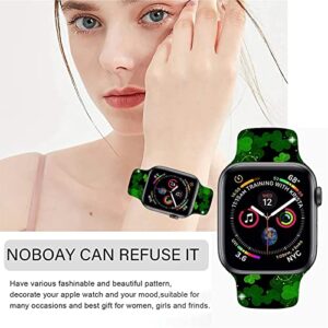 St. Patricks Day Cartoon Bands Compatible with Apple Watch Band 38mm 40mm 41mm,Kawaii Saint Patrick Ireland Holiday Silicone Strap Wristbands Compatible with iWatch Bands Series SE 7 6 5 4 3 2 1 for Girls Women Boys Men Couple Boyfriend Girlfriend Lover G