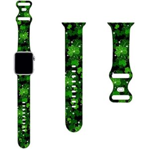 St. Patricks Day Cartoon Bands Compatible with Apple Watch Band 38mm 40mm 41mm,Kawaii Saint Patrick Ireland Holiday Silicone Strap Wristbands Compatible with iWatch Bands Series SE 7 6 5 4 3 2 1 for Girls Women Boys Men Couple Boyfriend Girlfriend Lover G