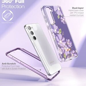 SURITCH for Samsung Galaxy S23 6.1 Inch Case, [Built-in Screen Protector] [Dual-Layer Protection ] Full Shockproof Rugged Bumper Phone Protective Cover - Purple Cosmos