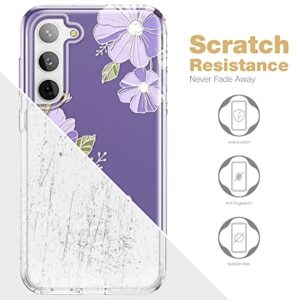 SURITCH for Samsung Galaxy S23 6.1 Inch Case, [Built-in Screen Protector] [Dual-Layer Protection ] Full Shockproof Rugged Bumper Phone Protective Cover - Purple Cosmos