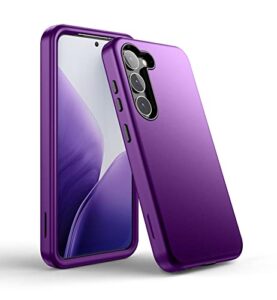 welovecase galaxy s23 5g 3-in-1 heavy duty protection, hybrid shockproof tpu bumper, full body protective cover - 6.1 inch, purple