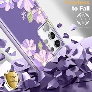 SURITCH for Samsung Galaxy S23 Ultra Case, [Built-in Screen Protector] [Dual-Layer Protection ] Full Protection Shockproof Rugged Bumper Phone Cover for Samsung S23 Ultra 6.8 Inch - Purple Cosmos