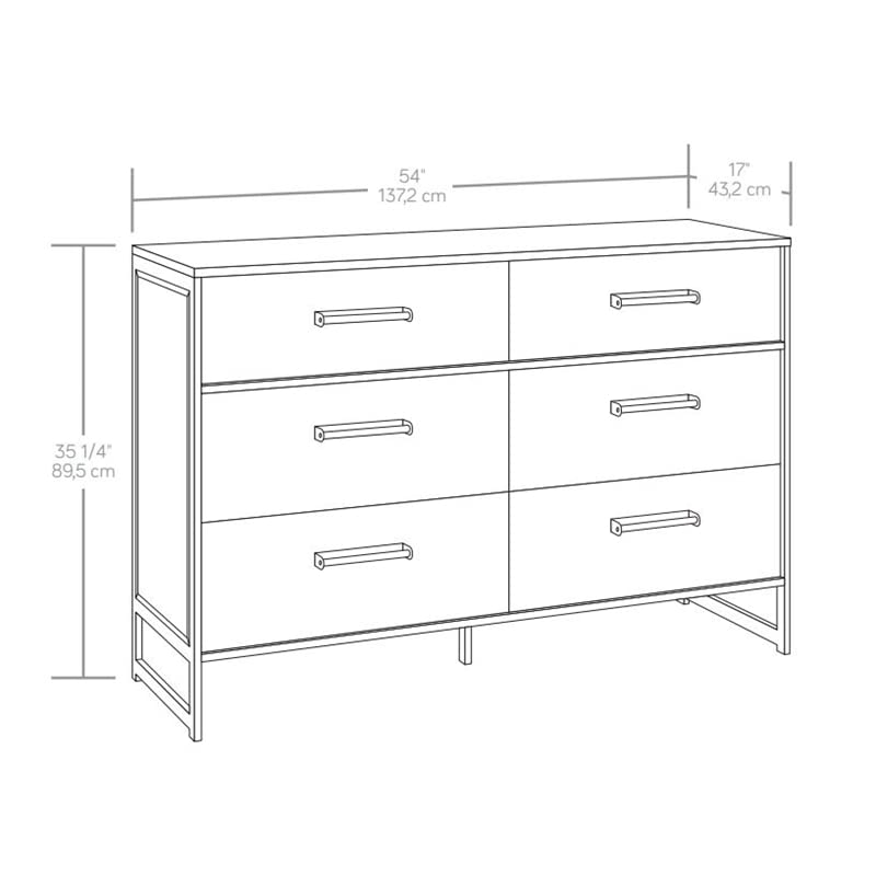 Sauder Briarbrook Engineered Wood/Metal 6-Drawer Dresser in Barrel Oak