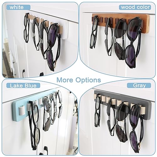 FINDAMAZE Sunglasses Organizer Wall Mounted Wood Sunglass Holder for Home Glasses Holder/Sunglasses Rack ,Home Decor (White-1pcs-long)