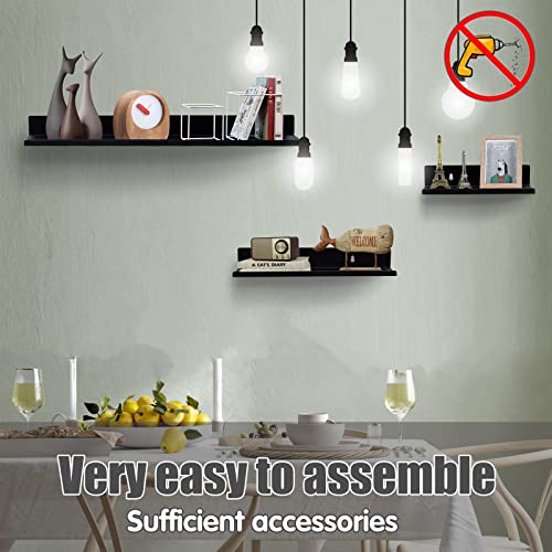 FSiyouda 3Pack Metal Floating Shelves,Floating Wall Shelves for Bathroom Bedroom Kitchen Living Room, Shelves for Wall Storage Black