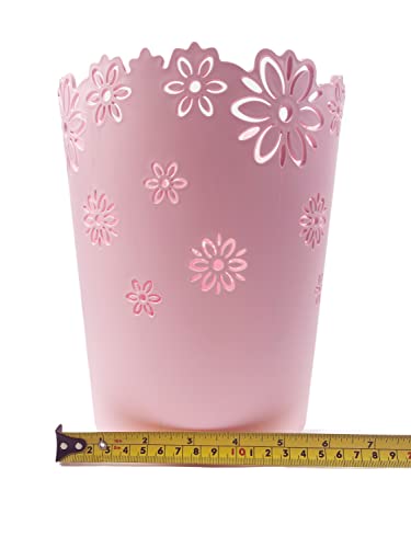 VIUJUH Wastebasket, Hollow Flower Shape Plastic Lidless Wastepaper Baskets Trash Can-M A2301