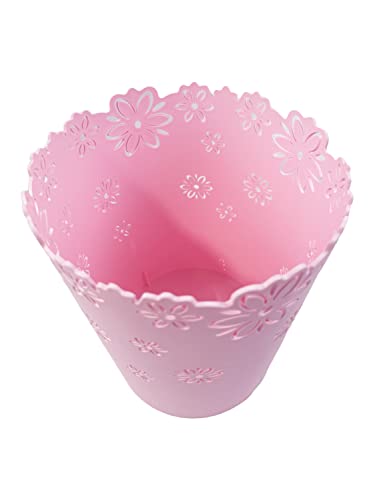 VIUJUH Wastebasket, Hollow Flower Shape Plastic Lidless Wastepaper Baskets Trash Can-M A2301