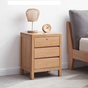 FFNUM Bedside Table Wood Nightstand with Lock and 3 Drawers - No Assembly Required Table for Bedroom, Livingroom and Bathroom, 15.7" L x 13.8" W x 22.8" H Night Stand