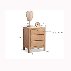 FFNUM Bedside Table Wood Nightstand with Lock and 3 Drawers - No Assembly Required Table for Bedroom, Livingroom and Bathroom, 15.7" L x 13.8" W x 22.8" H Night Stand