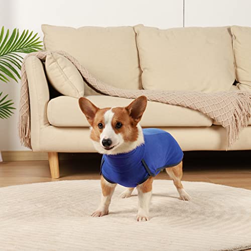 ROZKITCH Dog Winter Coat Soft Pullover Pajamas, Pet Windproof Warm Cold Weather Jacket Vest Cozy Onesie Jumpsuit Apparel Outfit Clothes for Small, Medium, Large Dogs Walking Hiking Travel Sleep Blue