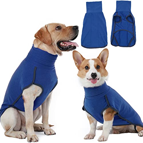 ROZKITCH Dog Winter Coat Soft Pullover Pajamas, Pet Windproof Warm Cold Weather Jacket Vest Cozy Onesie Jumpsuit Apparel Outfit Clothes for Small, Medium, Large Dogs Walking Hiking Travel Sleep Blue