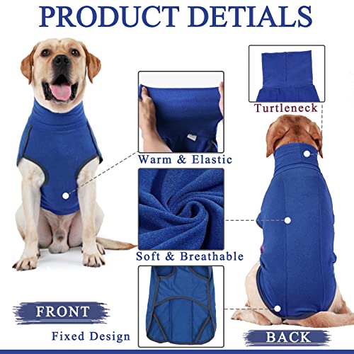 ROZKITCH Dog Winter Coat Soft Pullover Pajamas, Pet Windproof Warm Cold Weather Jacket Vest Cozy Onesie Jumpsuit Apparel Outfit Clothes for Small, Medium, Large Dogs Walking Hiking Travel Sleep Blue