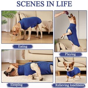 ROZKITCH Dog Winter Coat Soft Pullover Pajamas, Pet Windproof Warm Cold Weather Jacket Vest Cozy Onesie Jumpsuit Apparel Outfit Clothes for Small, Medium, Large Dogs Walking Hiking Travel Sleep Blue