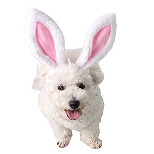 Yuyeran Christmas Pet Headband Fluffty Bunny Ears Headband Easter Party Puppy Headwear Supplies for Cat Dog (L)