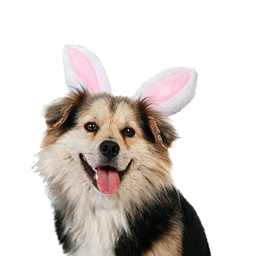 Yuyeran Christmas Pet Headband Fluffty Bunny Ears Headband Easter Party Puppy Headwear Supplies for Cat Dog (L)