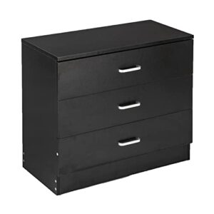 ffnum bedside table wood simple 3-drawer dresser night stand side table for living room bedroom（white, black） night stand (color : black)