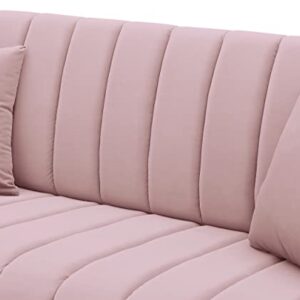 Majnesvon 61" Modern Velvet Loveseat Sofa,Upholstery Love Seat Couches with Tufted Backrest,Golden Metal Legs,Accent Sofa for Living Room Bedroom Apartment Office (Pink)