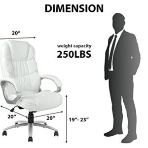 Ergonomic Office Chair, Height Adjustable Pu Leather Office Chair with Padded Armrests and Lumbar Support, 250 Lbs Heavy Duty Swivel Desk Chair Computer Chair for Men Women, Desk Chairs with Wheels