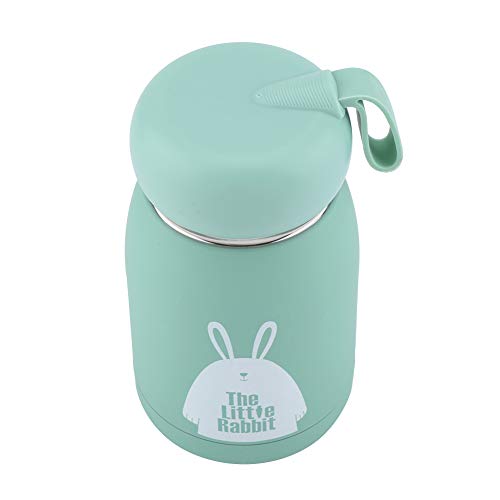 Mini Thermal Water Bottle,Kids Vacuum-Insulated Water Bottle,Vacuum Cup Insulated Coffee Bottle, 320ml Vacuum Mug Cute Thermos,Stainless Steel Cute Rabbit Pattern Vacuum Cup Mug Thermos Cup (Green)