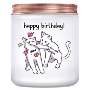 cute birthday gifts for women- funny cat happy birthday candle gift for boyfriend, girlfriend, husband, wife, her or him, best friend, sister